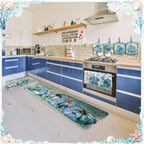 10 Pcs Fall Pumpkin Kitchen Decor Set Kitchen Towels Pot Holders Oven Mitts and Rugs Set Thanksgiving Towels for Baking Cooking BBQ Autumn Home (Navy Blue / Ocean Pumpkin)