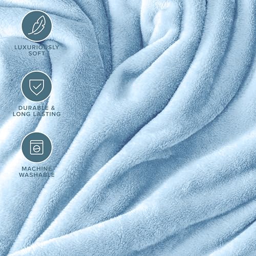 Fleece Blanket Luxury Microplush (Throw/Travel / 08 - Light Blue)