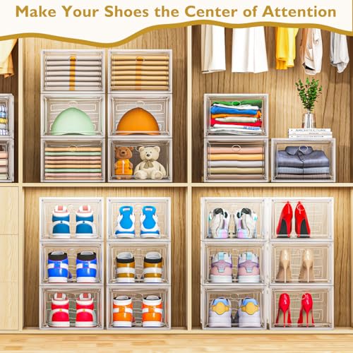 Large Thick Clear Shoe Organizer (White / 9 pcs)