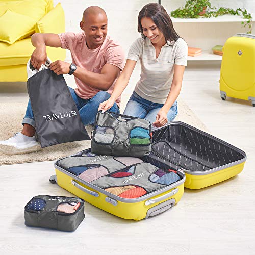 Grey Travel Packing Cubes 5 pcs Luggage Organizer Set for Bag & Suitcase (Grey)