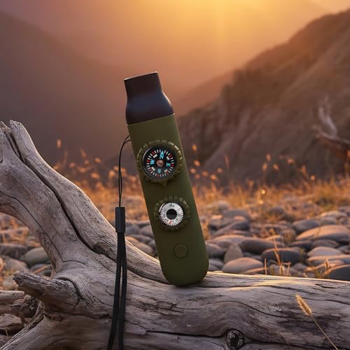 Multifunctional Survival Emergency Whistle for Kids with Compass Hiking Survival (army green)