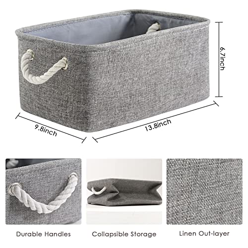 Storage Bins Basket (Grey / Medium -13.8Lx9.8Wx6.7H)