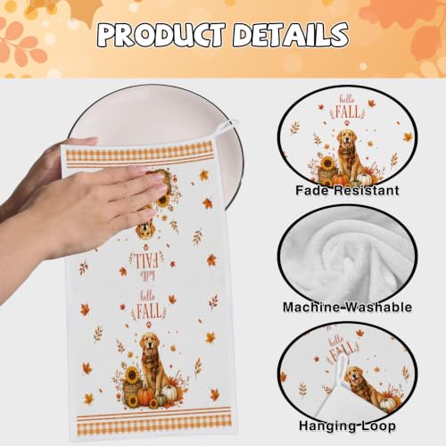 Fall Dog Kitchen Towels 4 PCS