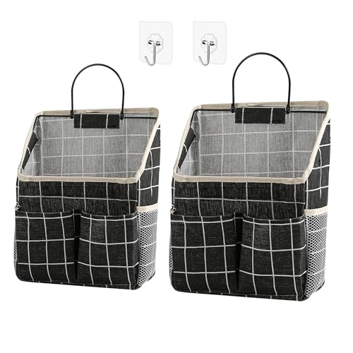 2pcs Wall Hanging Storage Bag (2pcs Black Grid)