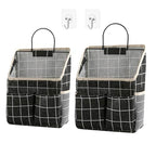 2pcs Wall Hanging Storage Bag (2pcs Black Grid)