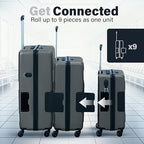 Patented Connecting Hard Shell 3 Piece Luggage Set (Slate Grey / 3-Piece Set)