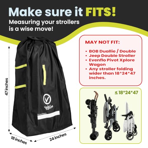 XL Stroller Travel Bag for Airplane with Backpack Shoulder Straps (Black)