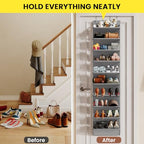 XXL Clear Over the Door Shoe Organizer for Closet Fit 30 Pairs ﻿ (Grey 20-25 Pairs PVC Window / XXL)