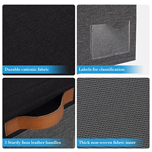 Extra Large Storage Bins with Lids (Extra Large-3pcs / Grey with Black)