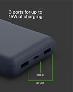 Belkin Portable Charger, USB C Power Bank 20000 mAh w/ 2 USB-A Ports, 15W w/ - Image 9