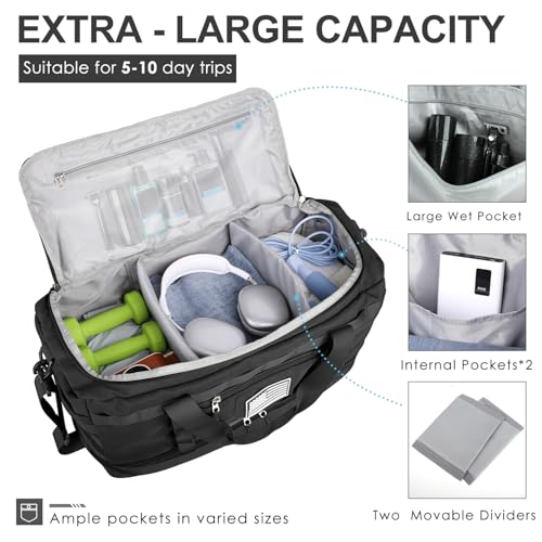 Travel Bag for Men Women (Black / X-Large)