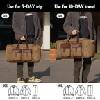 Canvas Duffle Bag for Men (Coffee / Large-50L)