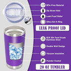 20oz Tumbler Insulated Coffee Tumblers with Lid Stainless Steel Purple 12P (Purple)