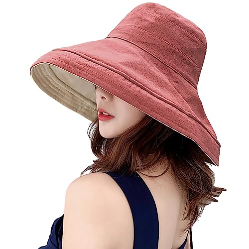 Women Summer Wide Brim Sun Hat Bucket Fishing Hats UV Protection (One Size / Lant001-jiaotang)