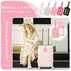 Personalized Initial Luggage Tags for Suitcase (Pink Leather,glod Letter / D)