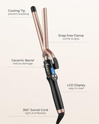 3/4 Inch Extra Long Barrel Curling Iron, Ceramic Tourmaline Curling Wand Professional Dual Voltage