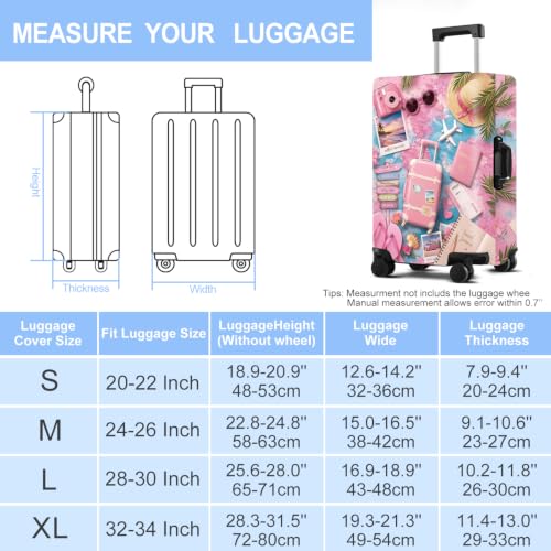 Luggage Cover Washable Suitcase Protector Anti (Pink Summer / S(fits 20-22inch suitcase))