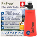 BeFree AC 2 Stage Filter Collapsible Travel Water Bottle 1L (New Model - Misty Red)