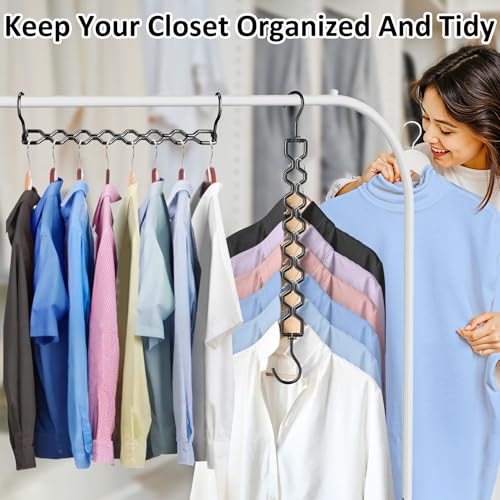 Space Saving Hangers for Clothes 3 Pack Sturdy Metal Hangers Heavy Duty (3 Pack / Black)