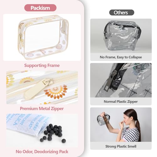 TSA Approved Toiletry Bag (LB-Bohemian Print + Beige / Medium Set)