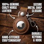Toprank Leather Keychain Holder Compatible with Apple AirTag (Camel)