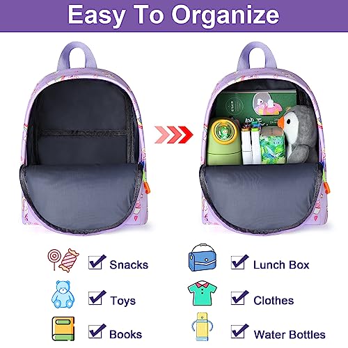 Toddler Backpack Leash with Anti Lost Wrist Link (Purple/Unicorn, Purple Link)