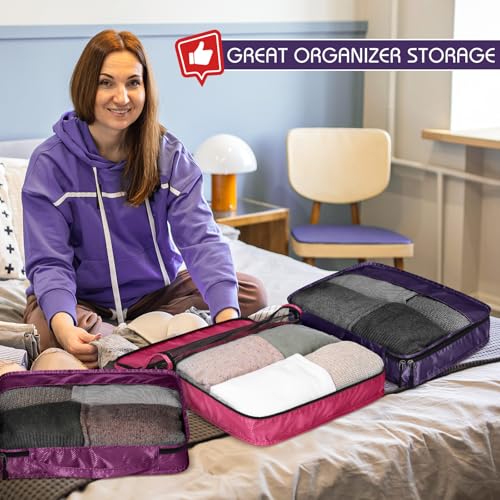 Packing Cubes for Suitcase Large Organizer Bags (Purple / Small)