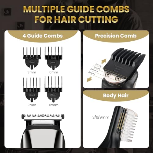 6-in-1 Men's Grooming Kit, Cordless Beard Trimmer, Hair, Nose & Ear (Silver)