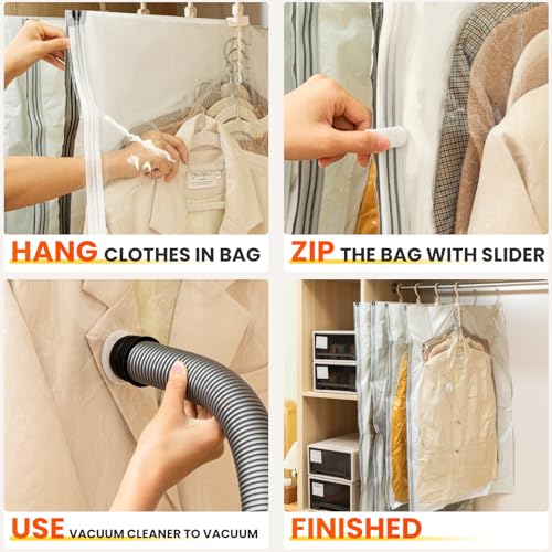 Hanging Vacuum Storage Bags (Clear / 2 Combo)