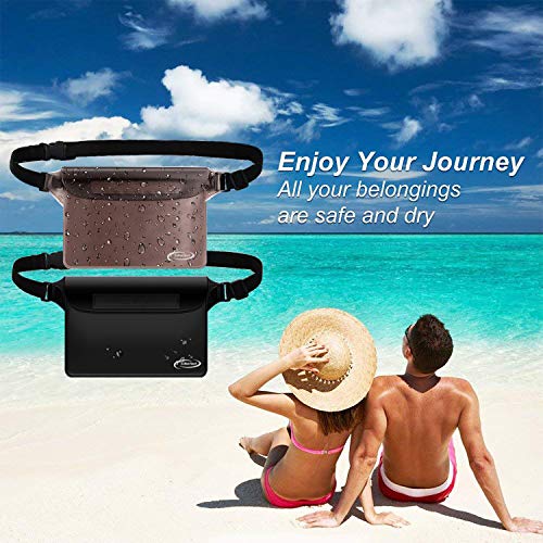 Waterproof Dry Bag and Waterproof Cell Phone Bag for Outdoor Water Sports (2 * phone cases(black) + 2 * fanny packs(black+gray) / REGULAR SETS)