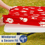 2 Pack Rectangle Spandex 8FT Elastic Fitted Christmas Tablecloth (Christmas Red / 96" x 30" (Rectangular))