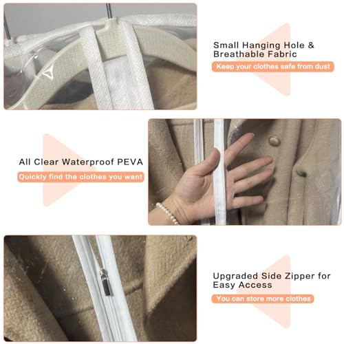 Clear Garment Bags Clothes Covers for Closet Storage (24'' x 48''/12 Pack / White-Clear)
