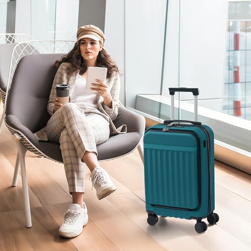 Luggage Sets Front Opening (2-piece Set / Dark Green+bag)
