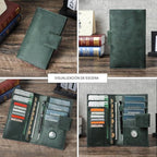 Full Grain Leather RFID Blocking Family Passport Holder for 4 Passport Wallet Compatible with Airtag Travel Passport Cover with 4 Passport Slot (Dark Green)
