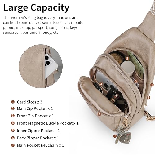 Crossbody Bags for Women Anti Theft Vegan Leather Sling Bag RFID Blocking Chest Bag for Travel (Grey-02)