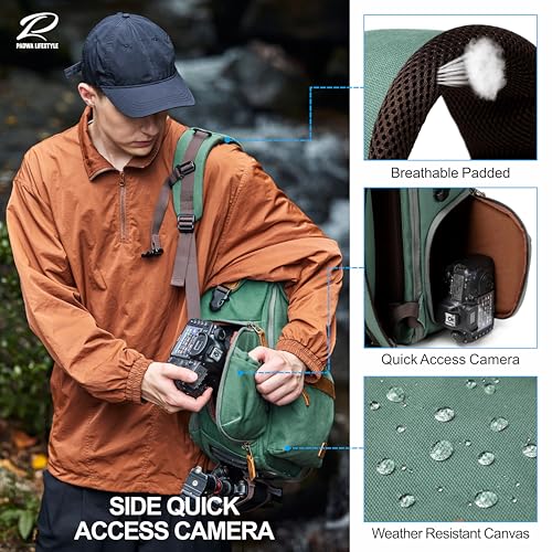 Green Camera Backpack (Green Canvas / Canvas Bag Flap)