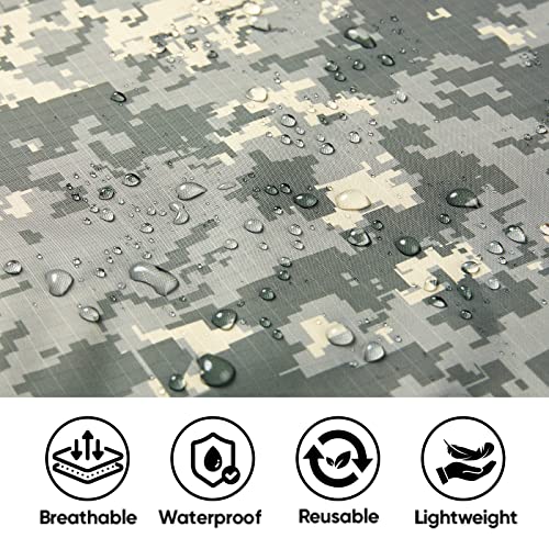 Hooded Rain Poncho for Adult with Pocket (Green Digi Camo 1/4 Zipper)