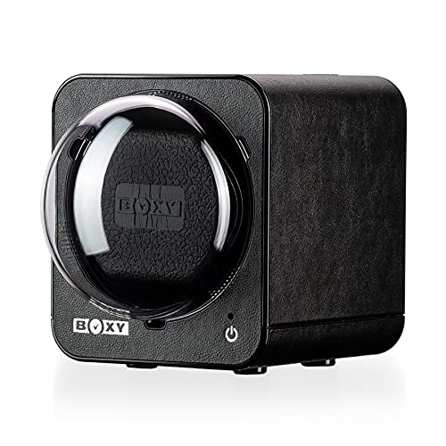 Watch Winder for Automatic Watch with Vertical Rotor Stop (Black Leather)