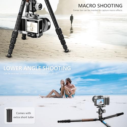 Carbon Fiber Lightweight Travel Tripod with 360° Ball Head (with Center Column, Max Load 8kg)