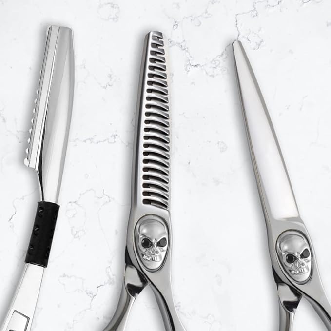 Saki Shears Tachi Set of Hair Shears for Professionals - Cutting and Thinning Shears - Skull Screw - 6.0 Inch - Japanese 440C Steel