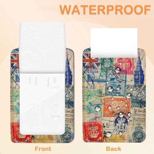 Retro Wanderlust Stamps 3 PCS PU Leather Luggage Tags for Suitcase (Retro Wanderlust Stamps)