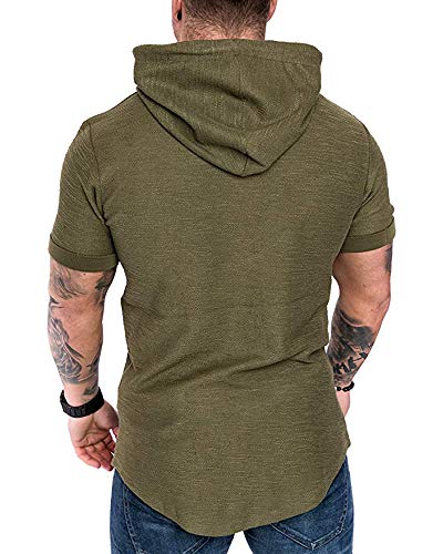 Mens Fashion Hoodies Sport Pullover Solid Color Shirt Workout Lightweight Tops Green XX (XX-Large / Green1)
