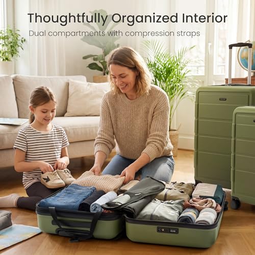 G Series Luggage set 3pcs (Olive Green / 3-Piece Set (20/24/28in))