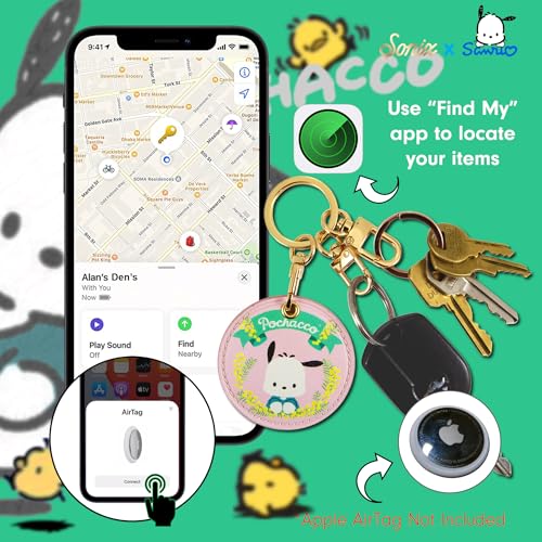 x Sanrio Keychain Case Compatible with Apple AirTag (Floral Pochacco)