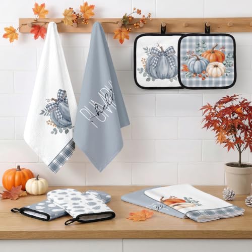 Blue Fall Kitchen Decor Set (Fall Blue Pumpkin)