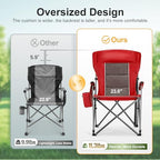 Oversized Camping Chairs High Back Heavy Duty Lawn Chair 500LBS (Red / Single Pack)