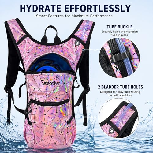 Rave Hydration Backpack Lightweight Water Backpack for Cycling Running Hydration Pack with 3L Water Bladder Pink (Pink / 3L Bladder)