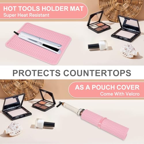 Oversize Silicone Heat Resistant Mat for Hair Tools (Pink)