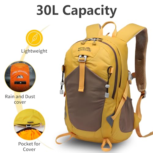 Hiking Backpack 30L Foldable Travel Daypack For Women Men (Yellow / 30L)