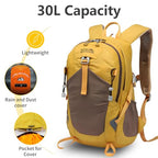 Hiking Backpack 30L Foldable Travel Daypack For Women Men (Yellow / 30L)
